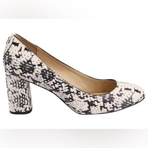 Coach Georgina Snake Skin Print Pumps in White Leather 8.5